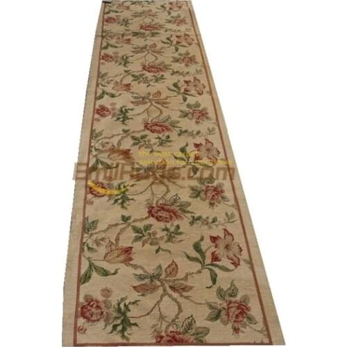 Plain Transition Aubusson Point Chinese Wool Carpet Hand-made French Point Aubussen Style 100% Wool Area Carpet Flat Pile Runner