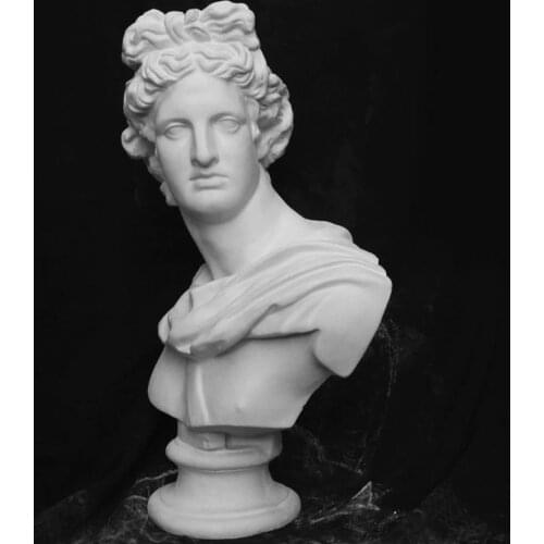 31CM Apollo Bust Statue Adelos Greek Mythology Resin Figurine Craftwork Office Hotel Living Room Decoration Gift Home Decor