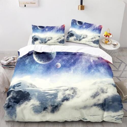 Space Galaxy Aurora Sunset Glow Bedding Set Single Twin Full Queen King Size Sky Stars Tree Bed Set Childrens Kid Duvetcover 42