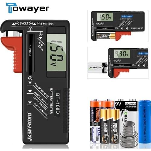 Digital Battery Tester 9V/1.5V/AA/AAA Battery Capacity Tester Button Cell Volt Checker Universal Battery Tester BT-168D
