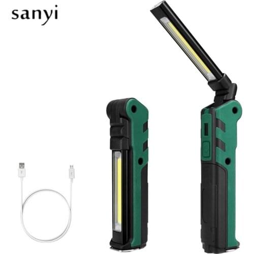 USB Rechargeable Foldable COB Flashlight Torch Portable LED Work Light Strong Magnetic COB Lanterna Hanging Hook Lamp Outdoor