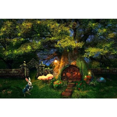 VinylBDS Children Fairy Tale Photography Backgrounds Forest Rabbit Light Backdrops Printed Photography Backdrops