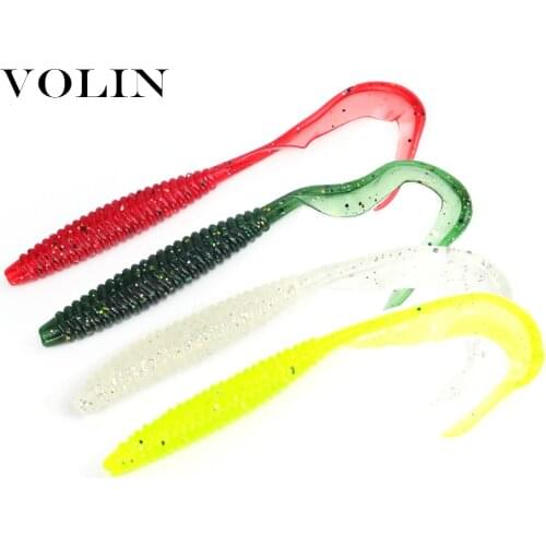 VOLIN NEW Soft Fishing Lure 6pcs/bag 105mm 2.6g Saltwater Freshwater Worms Wobblers Artificial soft Bait Bass Fishing Tackle