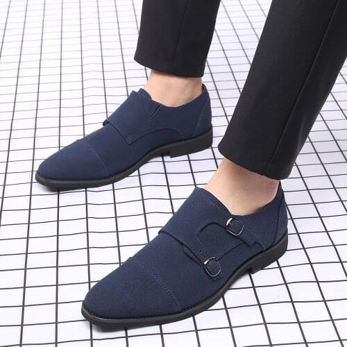 High Quality Suede Leather Buckle Mens Loafers Business Dress Men Oxfords Shoes Male Formal Shoes Big Size 48 Men Casual Shoes