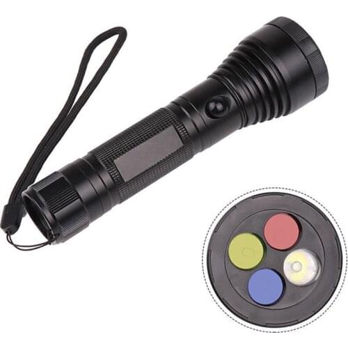 High Power 4 Colors LED Flashlight Portable Camping Light Emergency Signal Light