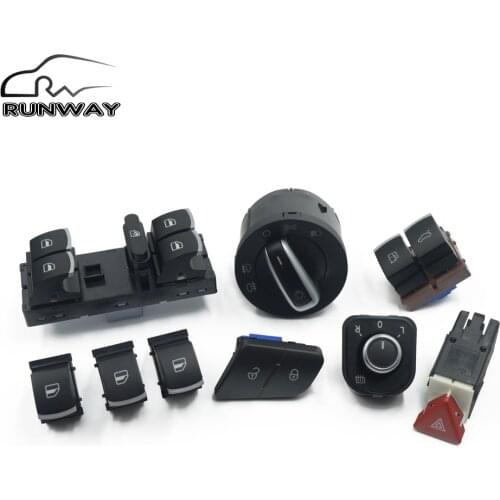 Window Headlight Mirror Tailgate & Fuel Door Control Hazard Warning Switch For VW Passat B6 3C0962125B 5ND959565B 5ND941431A