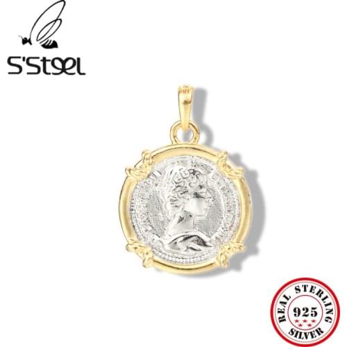 SSTEEL Layered Pendants 925 Sterling Silver For Women Portrait Round Pendant Handmade Accessories Colgante Plata 925 Jewellery