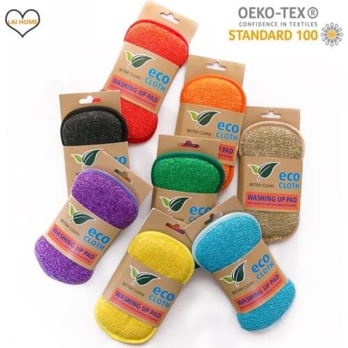 10Pcs Double Side Cleaning Brush Kitchen Bathroom Glass Wall Cleaning Bath Brush Sponge Washing Dishes Sponges Clean Tools