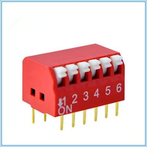 10 pcs/lot )DIP Switch 6 Way 2.54mm Toggle Switch ,Red Snap Switch,DIP Switch