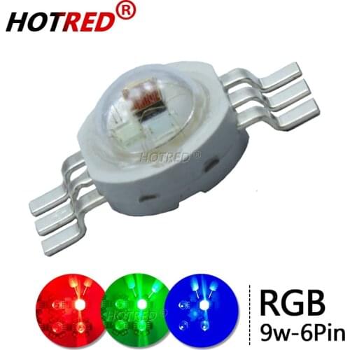 100pcs 3W 9W RGB High Power LED Chip COB 3x3W 6Pin 45mil 700mA 3.2-3.4V Six Pins lamp Molding Stage Colorful Light Source Beads