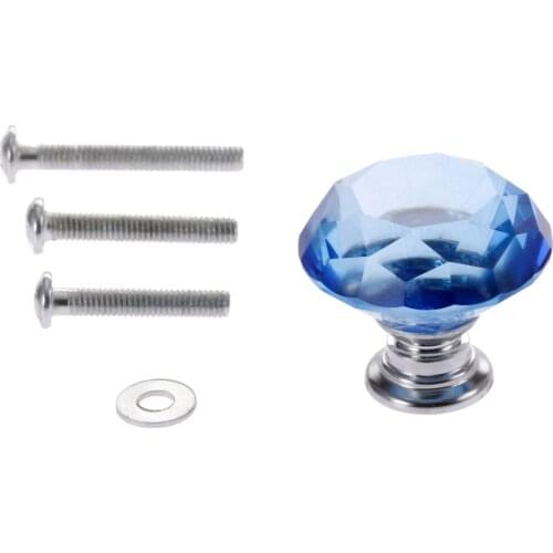 1x Blue 30mm Diamond Shape Design Crystal Glass Knobs Drawer Cupboard Pulls Knobs Kitchen Cabinet Handles Furniture Handle