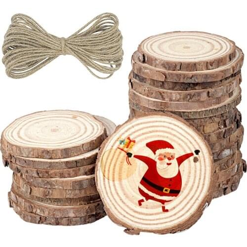 20/30Pcs 3-7cm DIY Circle Unfinished Natural Wood Slices Pieces Xmas Ornament DIY Crafts Round Tableware Decor Wedding Painting