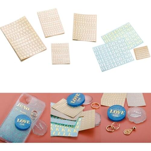 4/6Pcs Shiny Alphabet Number Stickers Mini Metallic Self-Adhesive Decorative For Epoxy Resin Casting Decoration DIY Crafts