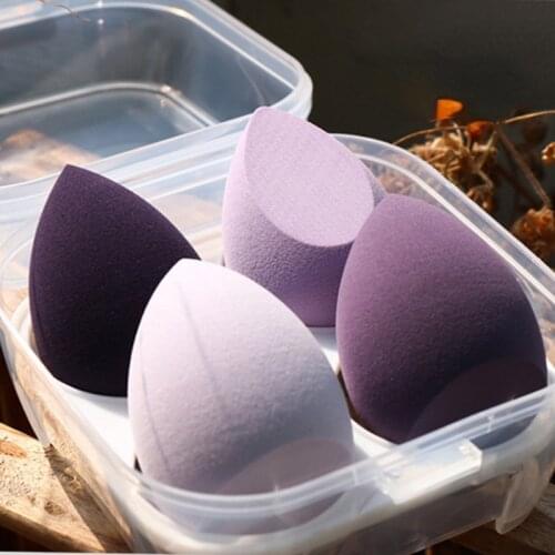 4pcs Makeup Blender Cosmetic Puff Makeup Sponge with Storage Box Foundation Powder Sponge Beauty Tool Women Make Up Accessories