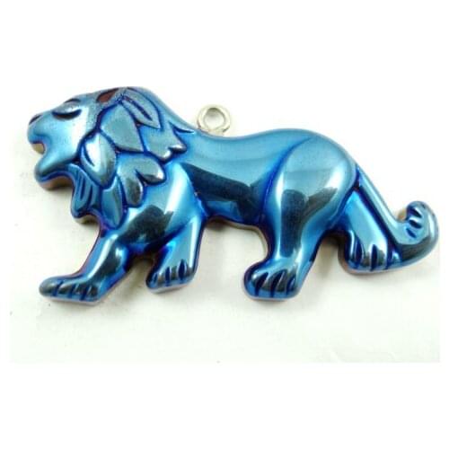 46*28MM Wholesale Natural stone Titanium Hematite stone lion pendant Jewelry Making charms Gem necklace 3pcs/lot A2