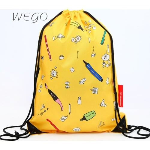 5pcs Drawstring Drawer Bag Colorful Pencil Pattern Shopping Bag Customized Color 210D Polyester Backpack Green Shopping Bag