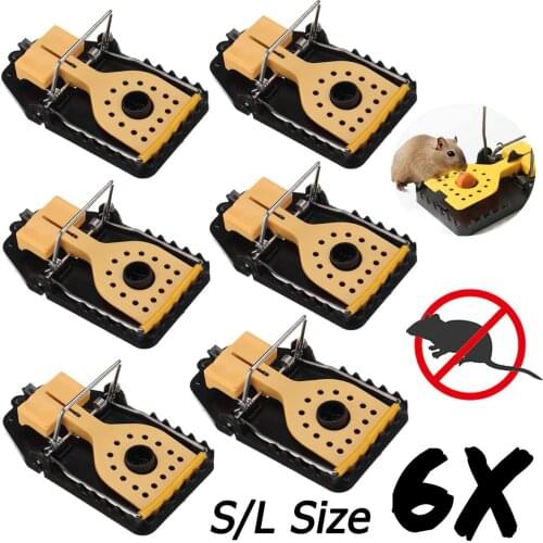 6pcs ABS Plastic REUSABLE Mousetrap Bait Snap Rat Mice Mouse Traps Auto Catching Catcher Spring Rodent Pest kill