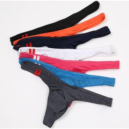 7Pcs/Lot Mens Thongs Low Rise T-Back Thongs Gay Sexy Ice Silk Men Underwear Sissy Penis U Pouch Panties Mens Breathable Bikini