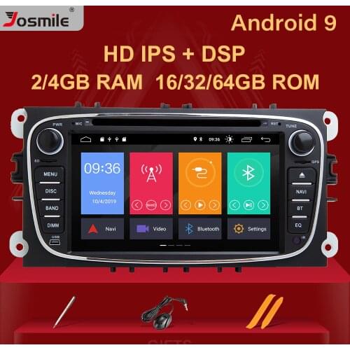 2 din Android 9 Car Radio For Ford Focus 2 3 mk2 Kuga Mondeo 4 FiestaTransit Connect S-C MAX Multimedia GPS Navigation headunit
