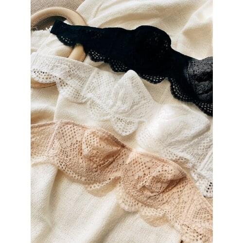 Half-cup bra sexy lace ultra-thin underwire support lingerie strapless underwear dress invisible non-slip tube top bralette