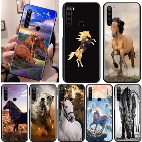 Cute Horse Animal Black Cover For Xiaomi Redmi Note 9 9S 8T 8 7 6 5A 5 4X 4 Pro Max Soft Phone Case