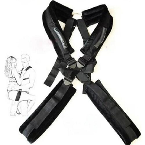 Black Bondage Gear Double Shoulder Swing Strap Belt Bondage Rope Swing Chairs For Couple Restraint SM Sex Erotic Furniture