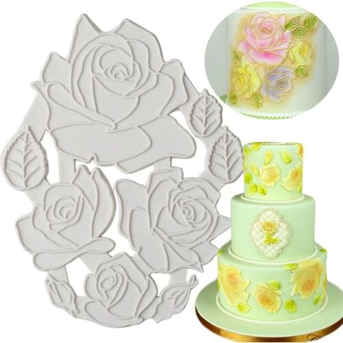 Rose Flower Leaf Cake Border Silicone Mold Cupcake Topper Fondant Wedding Cake Decorating Tools Candy Chocolate Gumpaste Moulds