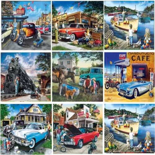 Diy 5D Diamond Embroidery Car Motorcycle Full Square Diamond Painting Landscape Cross Stitch Kits Handwork Home Decor Gift