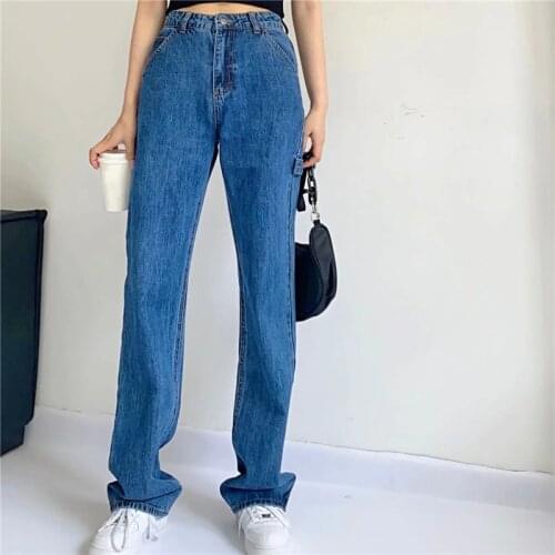 Wide Straight Leg Jeans Overalls Woman High Waist Blue Denim Pants Autumn Female Y2k Mom Jean Fashion Trouser Streetwear
