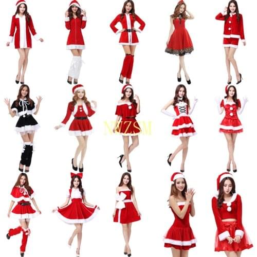 Elegant Women Dress 2020 New Ladies Cosplay Costume Christmas Santa Claus Stage Show Clothing Sexy Red COS Dancing Robe Gowns