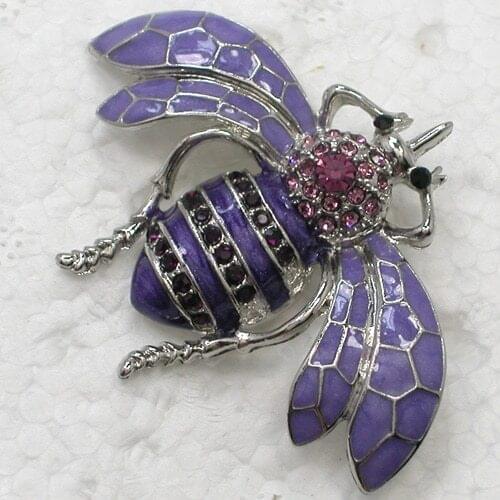 Purple Rhinestone Bee Pin brooches Fashion Enamel brooch C178 D