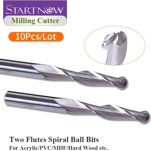 Startnow 1PCS Milling Cutter Two Flutes Spiral Ball Nose Bits End Mill For Wood Engraving Bit Tungsten Carbide CNC Router Tools