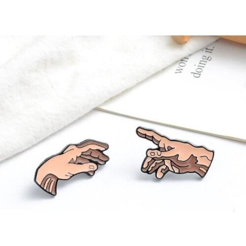 Exquisite Personality Fashion Creative Mini Small Hand Alloy Brooch Cartoon Collar Cute Small Hand Painted Pin Badge Neutral Ins