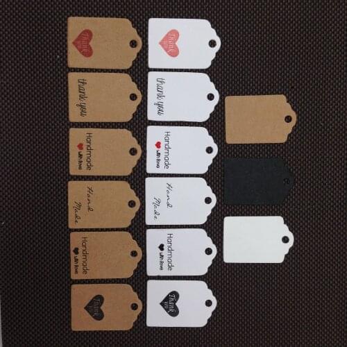 Kraft Paper Cardboard Jewelry Boxes Hang Tag Handmade With Love Clothing Presents Display Label Hang Tags 3x2cm 100Pcs/Lot