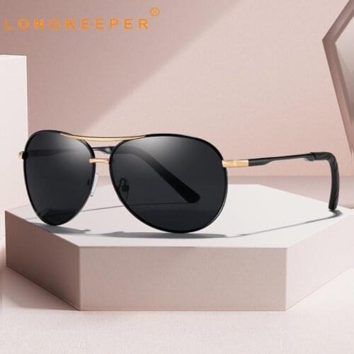 LongKeeper Classic Polarized Sunglasses Women Men Luxury Brand Fashion Metal Frame Pilot Sun Glasses Male Driving Travel Gafas