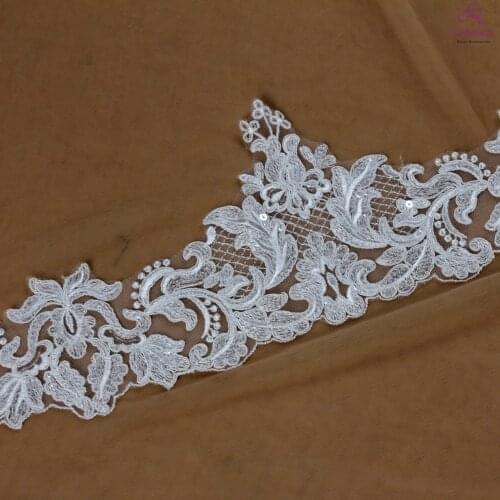La Belleza 15cm width off white lace, beautifule sequins cord lace trimming,gown lace,Bride veil lace 5 yard/lot