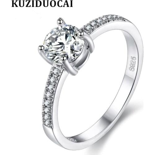 Kuziduocai New Fashion Jewelry Stainless Steel Zircon Primary Stone Statement Wedding Rings For Women Mujer Bijoux Bague Anel