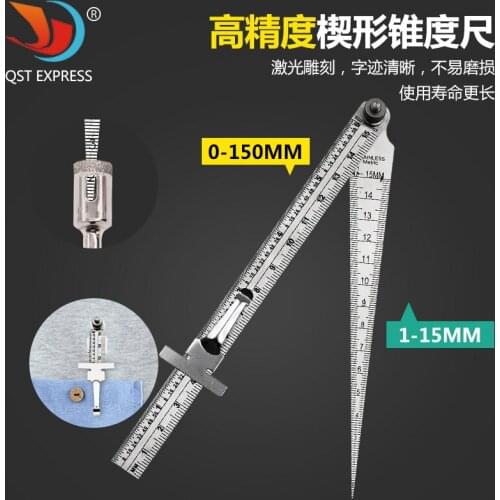 Gap Ruler Steel Ruler Stainless Steel Feeler Gauge Tapered Ruler Wedge Taper Ruler Internal Diameter Aperture Ruler High Precisi