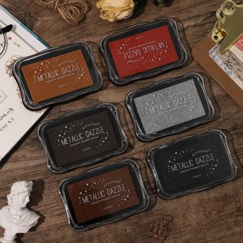 Metal olor large ink pad Vintage stamping metallic dazzle inkpad (pack of 6)