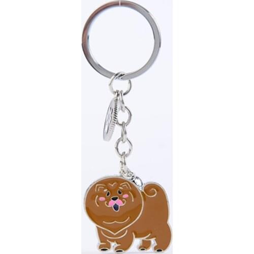Cute cartoon Chow chow key chains pet dog pendant bag charm car key ring feet bell accessories best friend gift