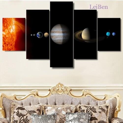 Five Piece Set of Universe Planet Scenery Canvas Painting Art Pictures Home Decoration Living Room Posters Frameless On The Wall