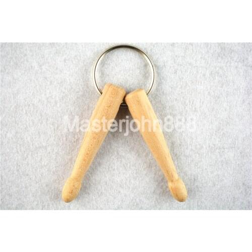 Natural Wooden Drum Stick Keychain Drumsticks Key Ring Free Shipping Wholesale