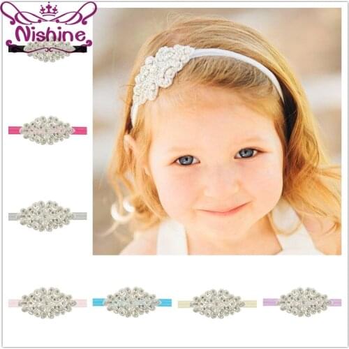 Nishine Girls Rhinestone Headband Little Princess Elastic Bow Hairband Photo Shooting Prop Birthday Gift Wedding Party Headbands