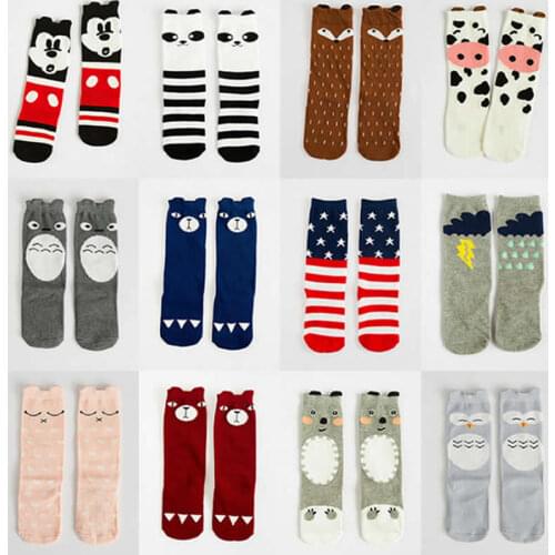 Baby socks cotton small boy girl knee high leg warm big kids short sock children socks cartoon mouse fox totoro pattern style