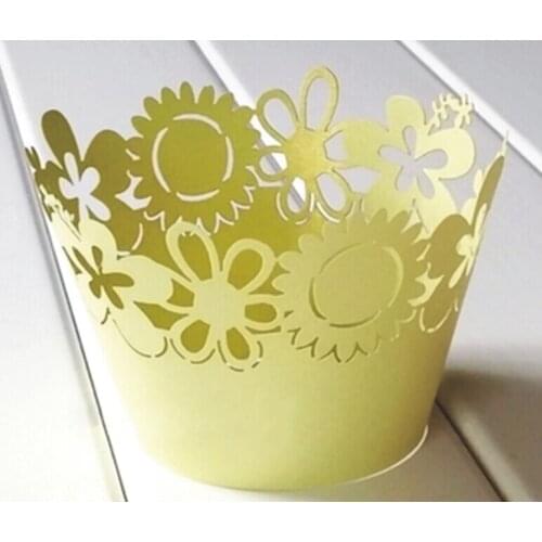 Flower cupcake wrapper,wedding party birthday baby shower laser cut cake baking wrapper cake packaging, 120PCS