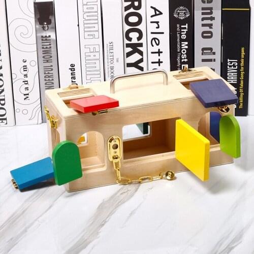 Montessori Learning Unlocking Toys Wooden Early Educational Lock Box