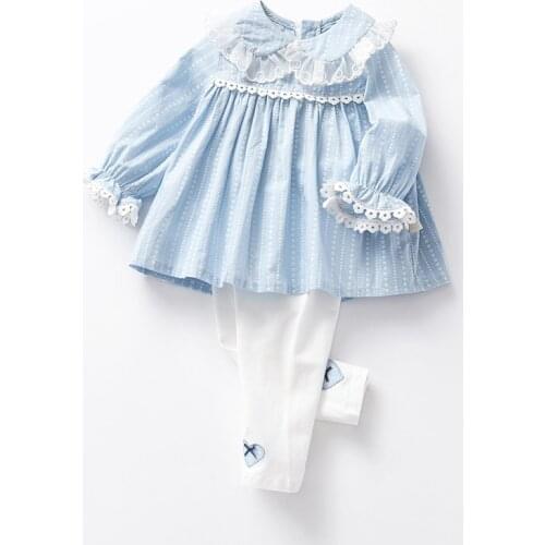 Newborn Baby Girls Clothes Set Peter Pan Collar Long Sleeve Lace Tops+Leggings 2Pcs/set Outfits Infant Clothing 0-4Y