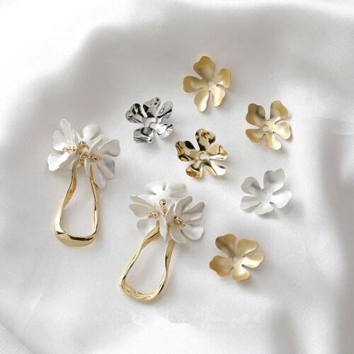 Wholesale 40pcs/lot Simple five-petal flower shape copper florals charms diy jewelry earring/garment/hair pendant accessory