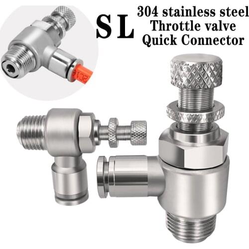 SL304 stainless steel metal pneumatic quick coupling hose M5" 1/8" 1/4" 3/8" 1/2" BSP air speed control valve acceleration valve