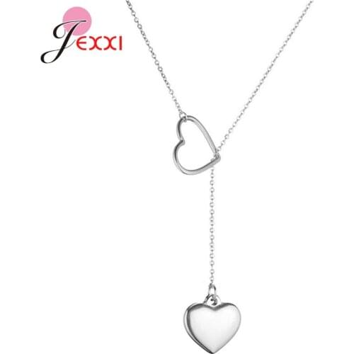 Genuine 925 Sterling Silver Shining Heart Shape Pedant Chain Necklace For Women Fine Jewelry New Collar Drop Shipping